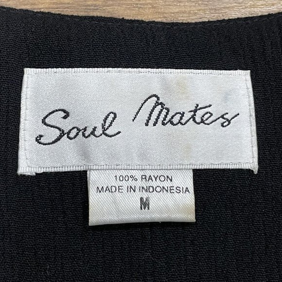 Vintage Patchwork Dress Womens M Multicolor Black Crinkle Textured Button Boho - Picture 5 of 12